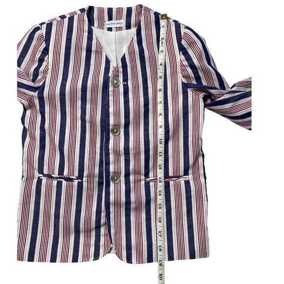 Vintage Saks Fifth Avenue Patriotic Striped 3 Button Jacket/Blazer Size 7 - Picture 6 of 11